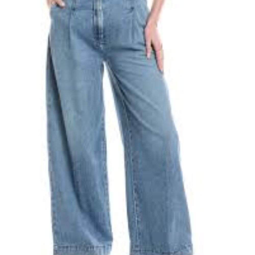 Rag &‎ Bone Aurora Pleated Trousers Winwood Blue Wide Leg Jeans Size 28 - Picture 2 of 11